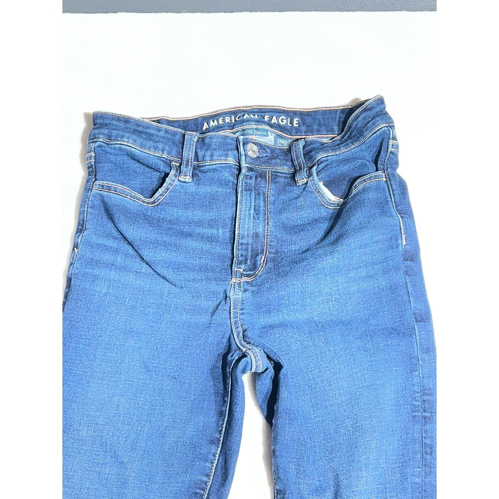 American Eagle Next Level Stretch Skinny Jeans Dark Wash Blue Womens 4 Long